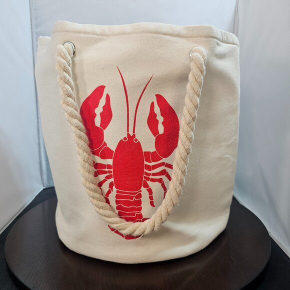 Maine Lobster Round Tote Bag Natural Canvas Tote Bag Reusable Shopping Bag - Picture 1 of 1